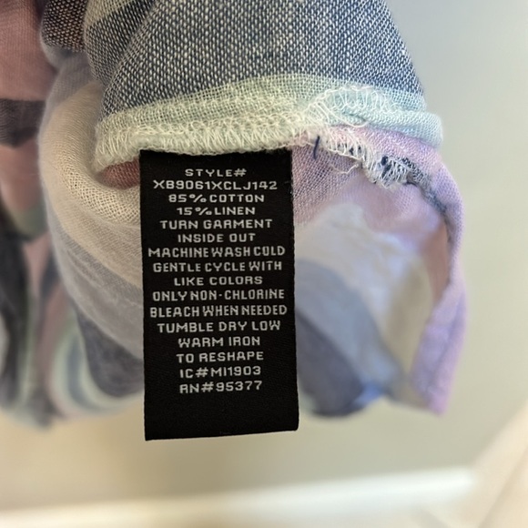 Anthropologie Sanctuary Linen Blend Striped Short Sleeve Tie Front Top, medium - Picture 6 of 7